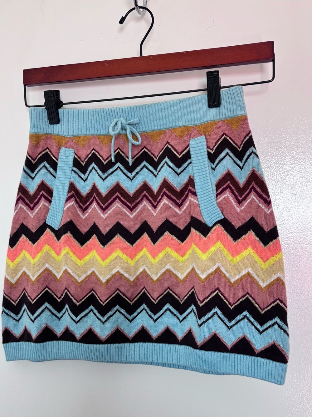 Missoni for Target Multi-Color Chevron Knit Mini Skirt with Sky Blue Trim
